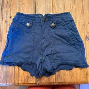 SO High Waist Navy Blue Women's Shorts
